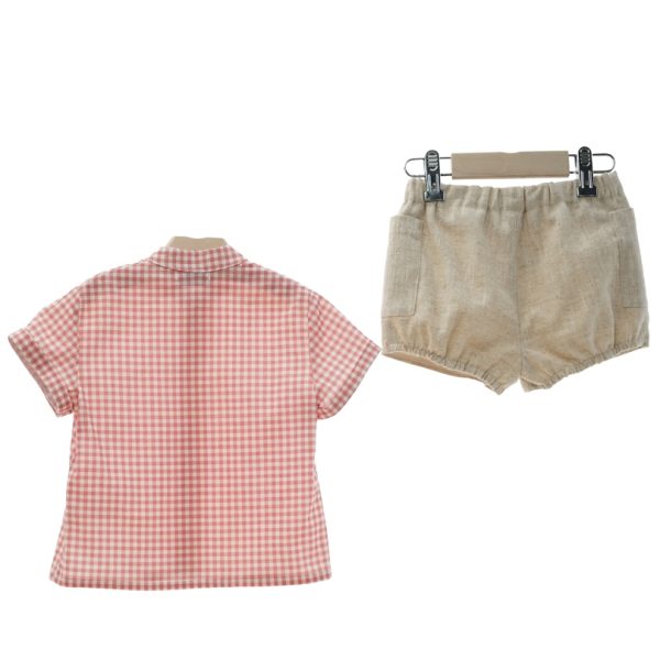 Pantalón lino y camisa vichy buganvilla - Imagen 2
