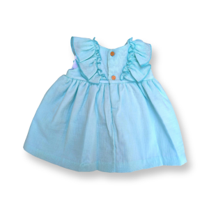 Vestido con volante y lazo verde agua