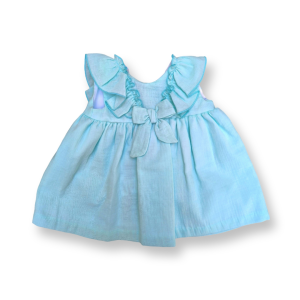Vestido con volante y lazo verde agua
