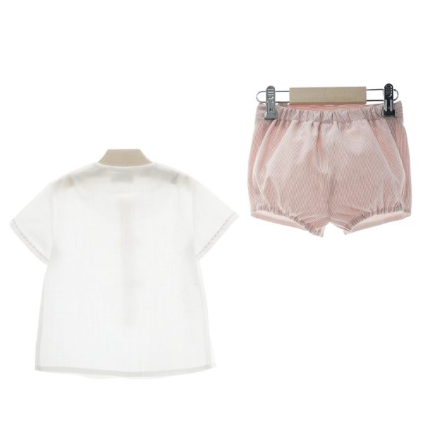 Pantalón rayitas rosas y camisa con cordones decorativos "Familia Fantasía" YOEDU - Imagen 2