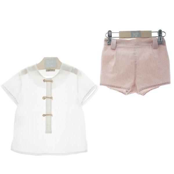 Pantalón rayitas rosas y camisa con cordones decorativos "Familia Fantasía" YOEDU