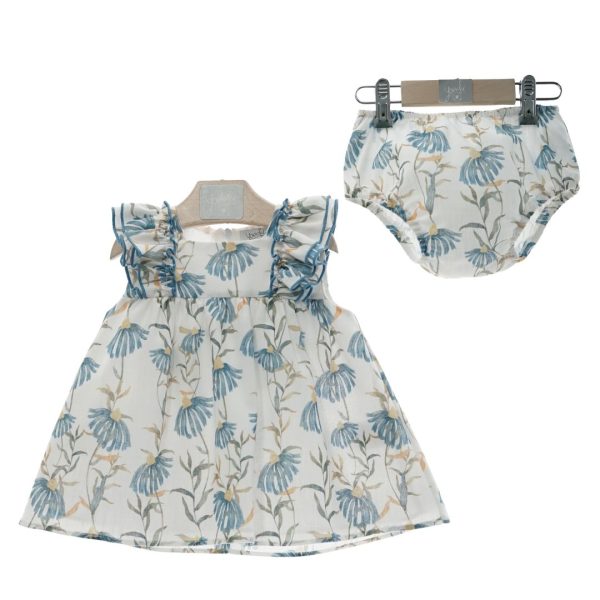 Vestido con braguita con flores azul zafiro "Familia Damas" YOEDU