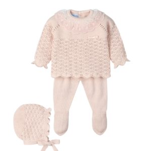 Conjunto tres piezas volante tul bordado 